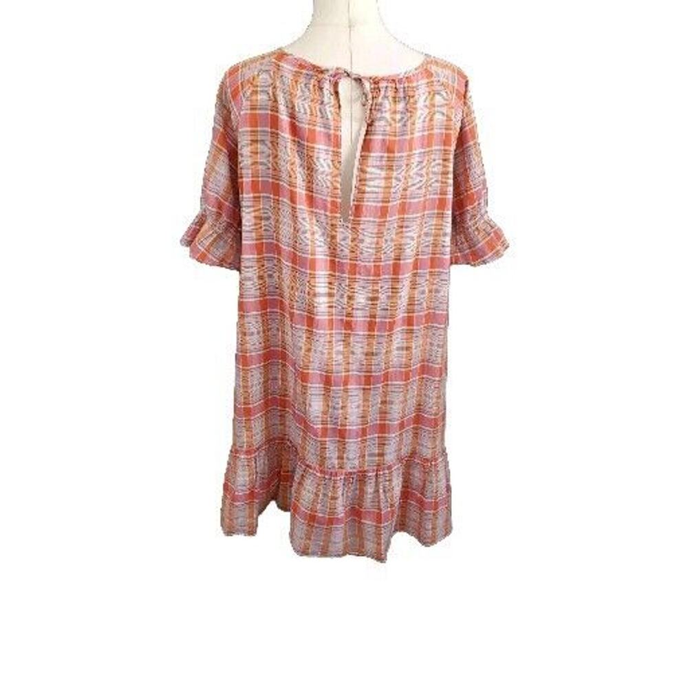 Madewell Plaid Ruffle-Sleeve Popover Mini Dress Small AO279 - Picture 5 of 7